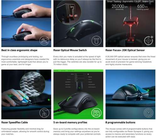 Razer Deathadder V2 Ergonomic Wired Gaming Mouse