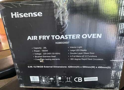 HISENSE 28L 4-IN-1 AIRFRY TOASTER OVEN -STAINLESS STEEL (As New)