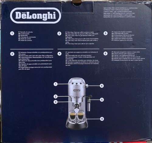 DeLonghi Dedica Style Pump Espresso Coffee Machine - Black (NEW OPEN-BOX ITEM)