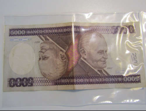 Lot of 4 Brazil bank notes 5000 cruzeiros