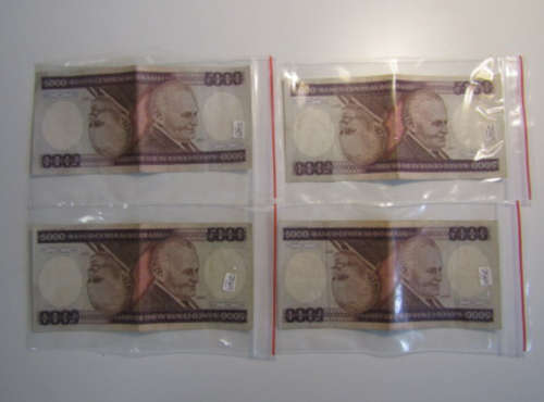 Lot of 4 Brazil bank notes 5000 cruzeiros