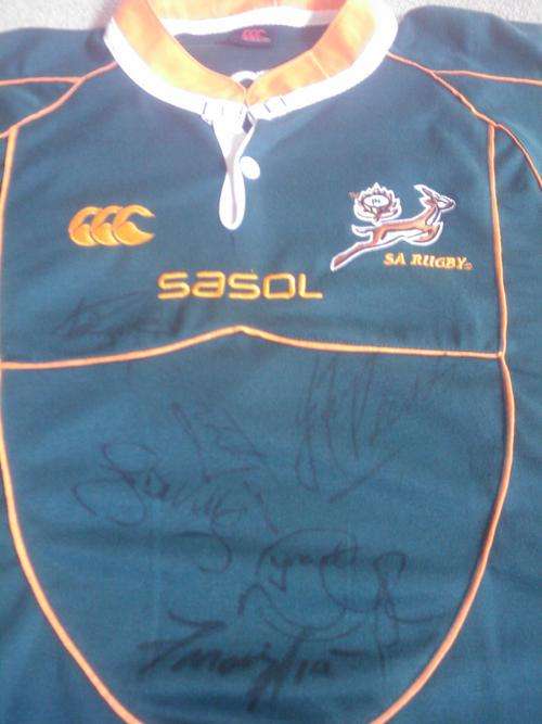 Springbok Jersey Signed by 6 Players (100% Authentic Signatures) - Jean de Villiers & Schalk Burger!