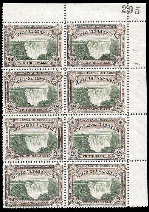 1932 2d VARIETY, INK BLOB, Unmounted mint sheet marginal block of 8, SACC 30