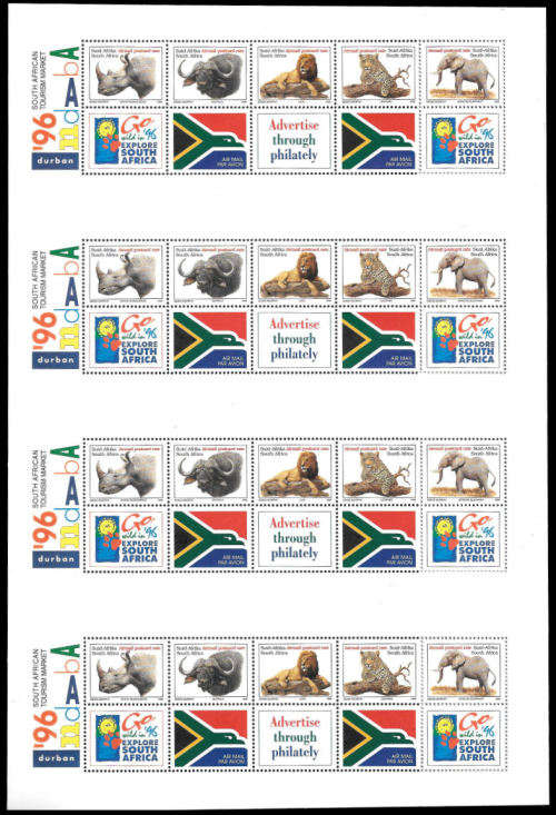 1996 INDABA BIG 5, UNCUT PROOF SHEET, RARE