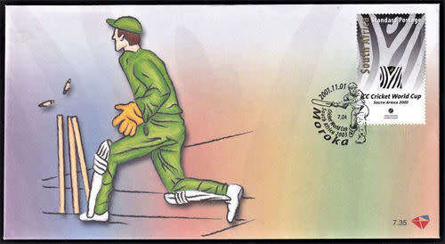 RSA 2001 FDC 7.35 INTERNATIONAL CRICKET LOGO