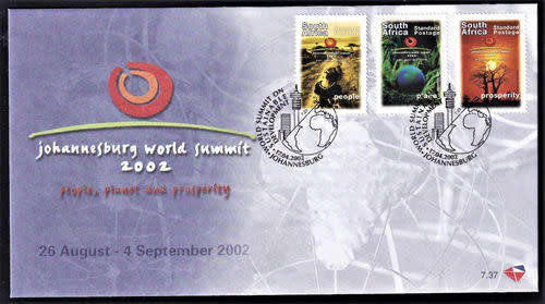 RSA 2002 FDC 7.36/7 WORLD SUMMIT FOR SUSTAINABLE DEVELOPMENT