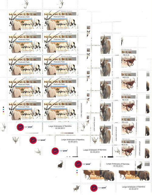 2013 Large Antelopes of Namibia set of 5 values in Full Sheets