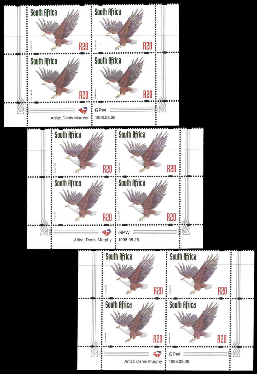 6th Def. Redrawn 3 x Controls R20 1998.08.26 De La Rue Paper, CV R 1,920.00