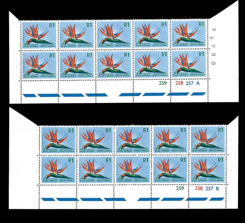 1961 1st Def R1 SACC 273, A and B in extended Control Blocks of 10, CV R 2,880.00+