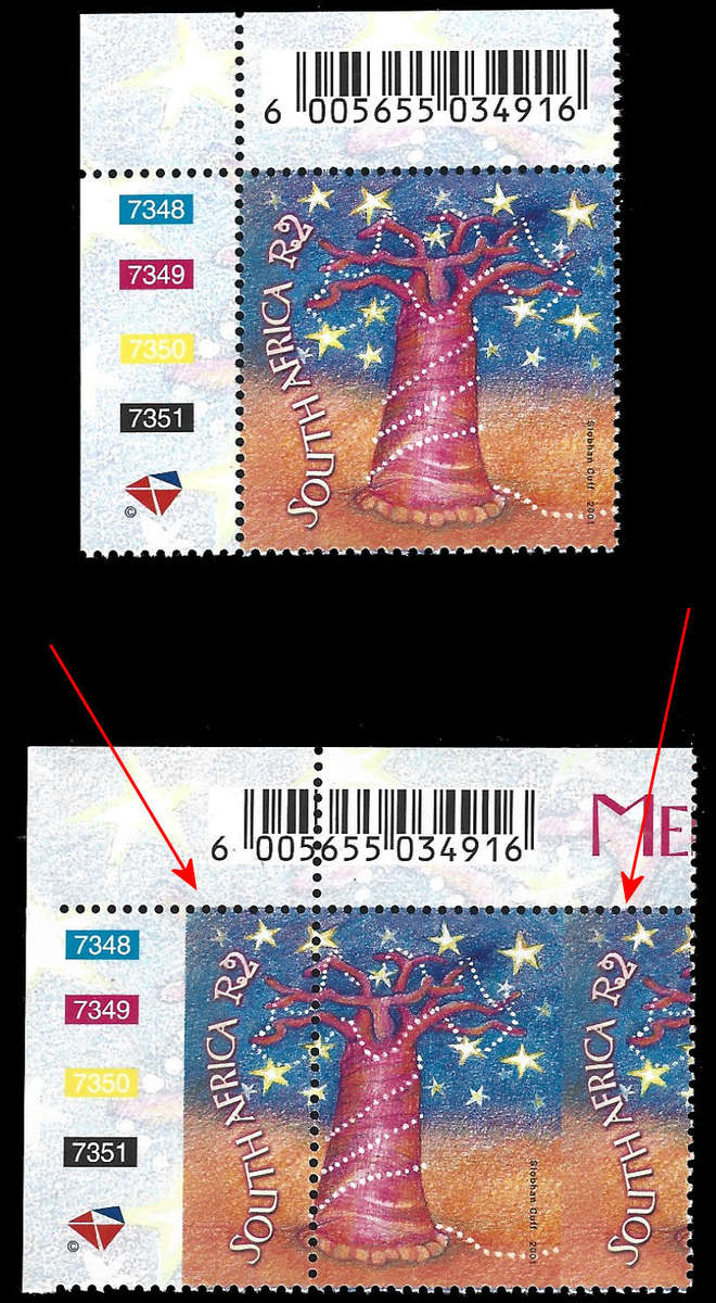 CV R40,000, 2001 Christmas, R2, Inscription and Value at Right, Scarce Positional single, SACC 1449a