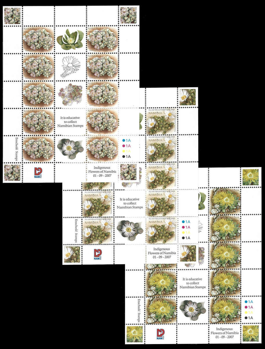 2007 Indigenous Flowers, set 3 Values in FULL SHEETS, Scarce, SACC 575/577