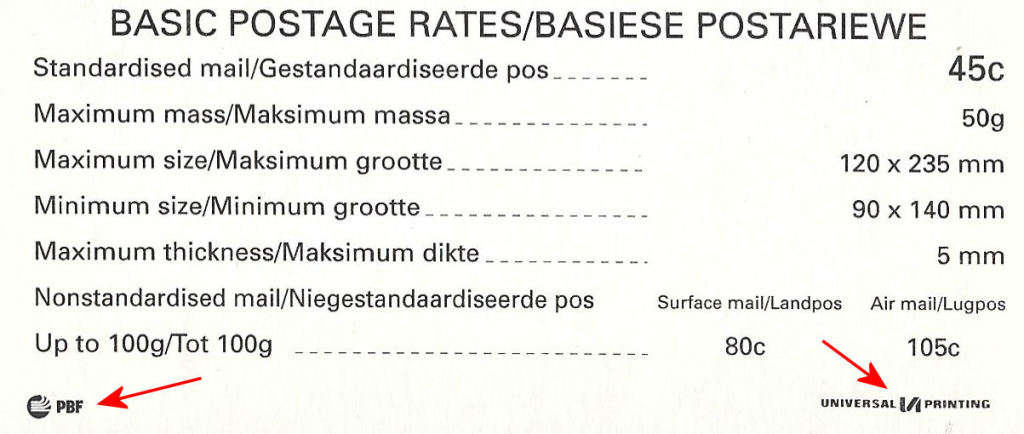 1993 RHINO BOOKLET WITH BLUE STICKER BY PBF UNIVERSAL FLAP 93/3 LATIN FULLY PERFED