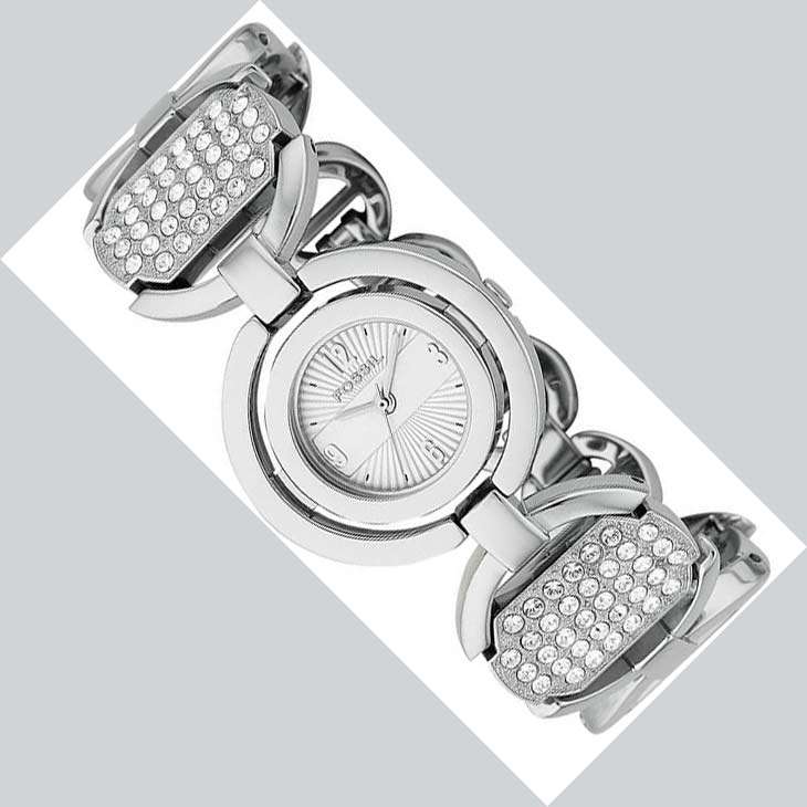 FOSSIL Crystal Glitz Circle Link Stainless Steel Quartz