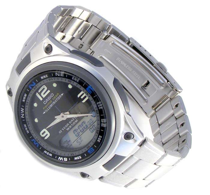 CASIO FISH TIMER MOON AGE ALARM S/S CHRONO