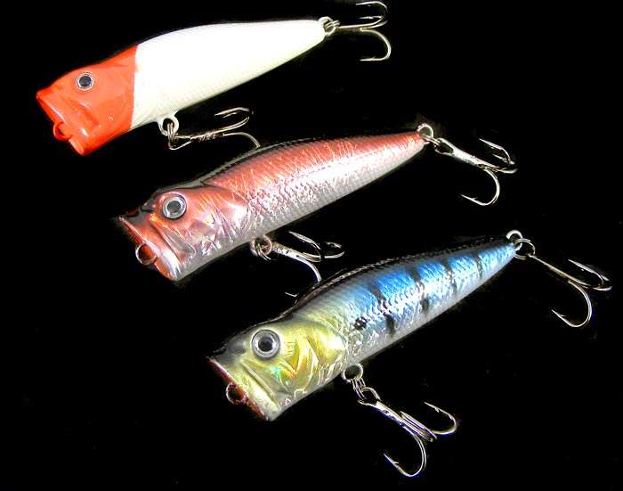 Lot of 3 Holographic Rattling Surface Popper Lures!