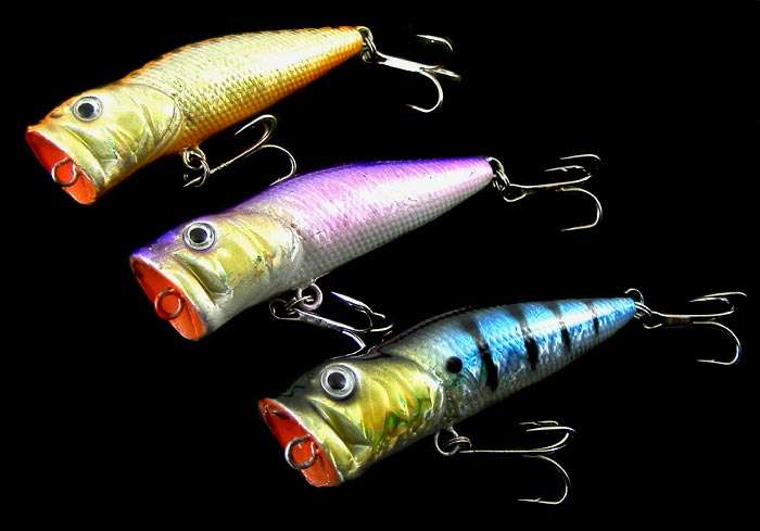 Lot of 3 Surface Popper Lures! Rattle/Holographic!