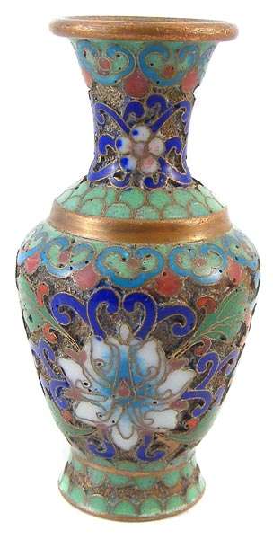 Authentic Chinese Miniature Copper and Cloisonne Vase!