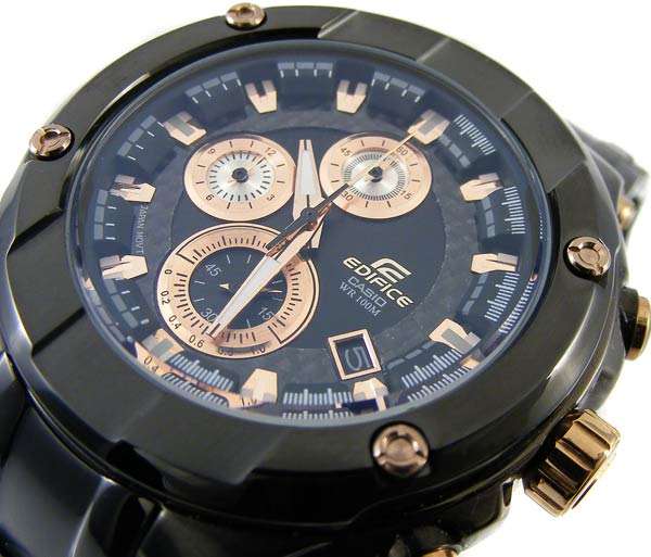 Get the real deal!  CASIO EDIFICE GOLD LABEL RoseGold IP Sapphire Chrono  *R5499*