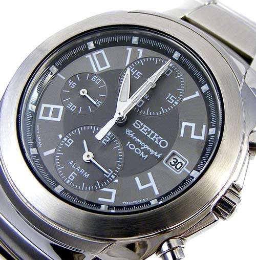 SEIKO  Alarm DualTime 100m curved Hardlex Chronograph