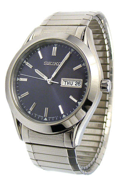 SEIKO Gents S/S DayDate Quartz Stretch Band with box/warranty!