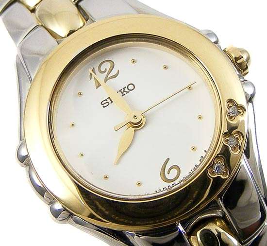 SEIKO Ladies TwoToned 3 Diamond Quartz  with box/warranty!