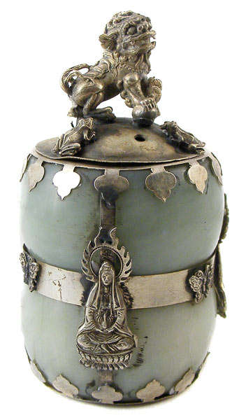 Vintage Tibetan Green Jade  FooDog Insence burner