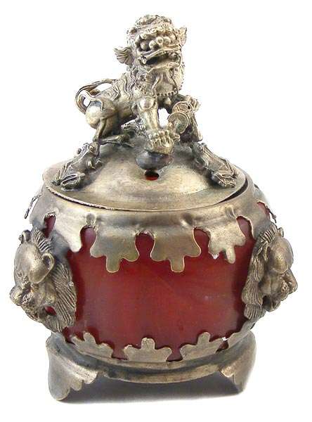 Handcrafted Tibetan Agate FooDog Lion Insence Burner