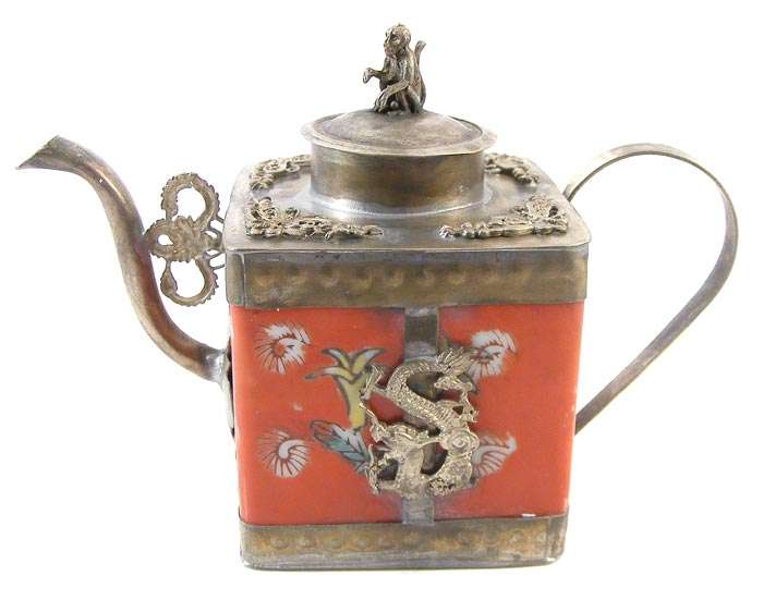 Authentic Chinese Handcrafted Porcelain/Silver teapot!