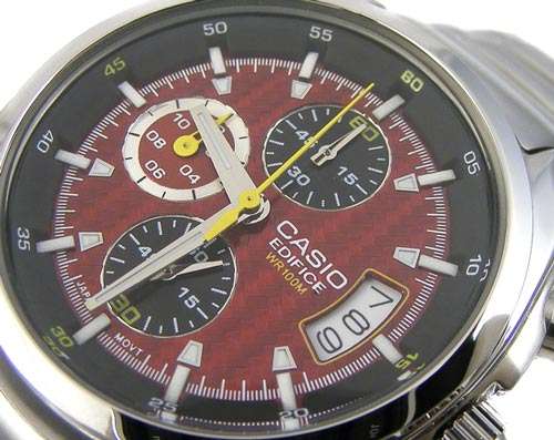 CASIO EDIFICE Red Carbon Dial 100m s/s Chronograph