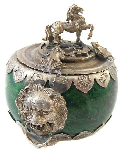 Handcrafted Tibetan Green Jade Horse Insence Burner