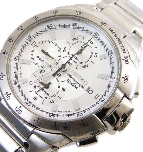 SEIKO Silver 100m Alarm Dual Time Chronograph