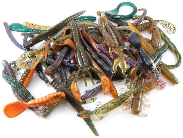 HUGE Lot of 100 Soft Plastic Bass Worms, Grubs,  Salamanders etc. Baits!