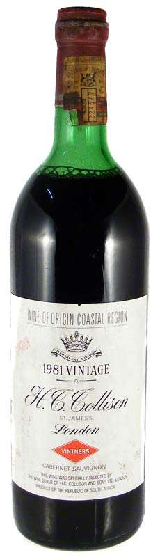 HC COLLISON CABERNET SAUVIGNON 1981 - Deceased Estate Wine Collection Auction!