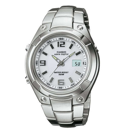 CASIO WAVECEPTOR Atomic Auto Calendar Alarm Gents s/s