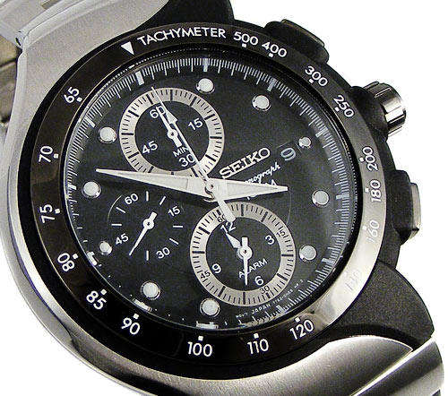 SEIKO Asymetrical Alarm Dual Time Tachymeter Chronograph