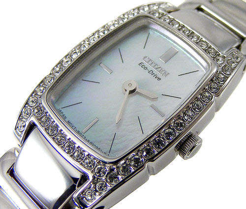 CITIZEN Ladies Eco-Drive Mother of Pearl Crystal! Powered by light- no more batteries!