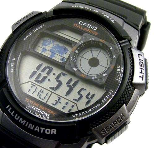 CASIO ILLUMINATOR WORLD TIME 5 ALARM CHRONO AUTO CALENDAR 100m Sport
