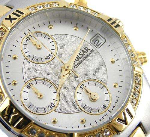 PULSAR by SEIKO Ladies TwoToned Swarovski Crystal Chronograph