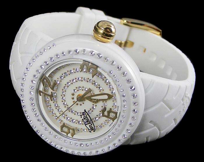 VON DUTCH SPIRAL CRYSTAL Swiss ETA Sapphire Watch! *R4599*