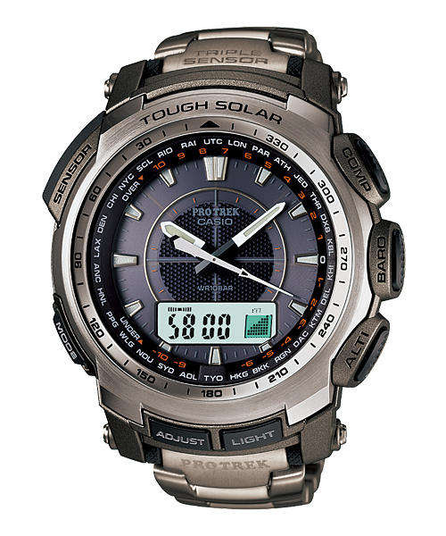 LATEST TITANIUM CASIO PROTREK PRG-510T 3 Sensor Solar with analog indicator function!