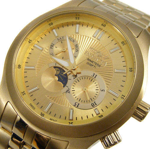 $595 INVICTA GoldTone Calendar Gent's SWISS movement Moon Phase