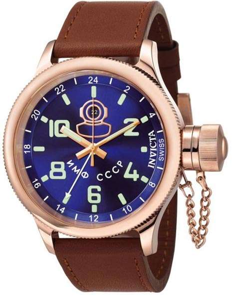 $445 HUGE INVICTA 18kt ROSEGOLD Plated RUSSIAN DIVER GMT - SWISS movement!
