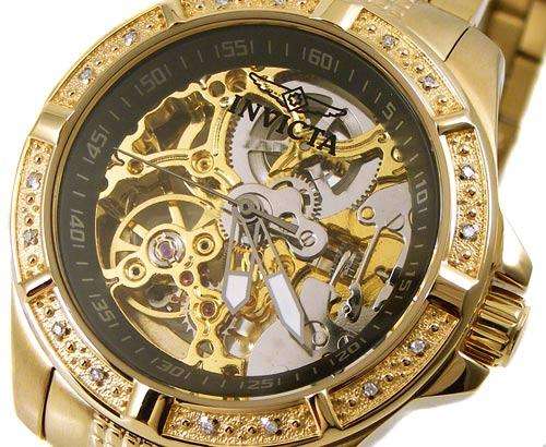 $895 INVICTA Signature Ladies Mechanical skeleton Goldtone!