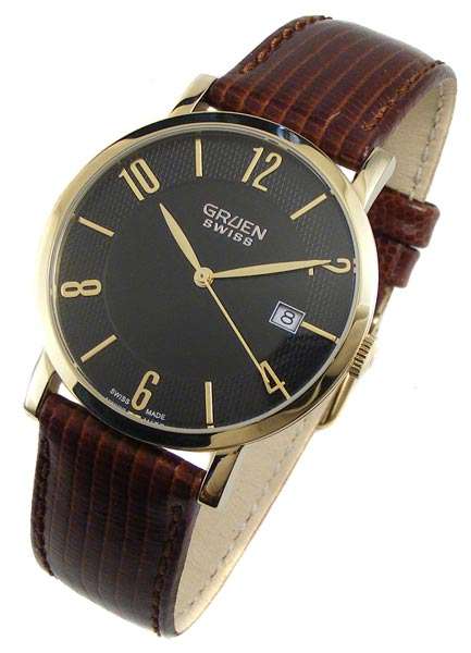 100% Swiss Made GRUEN SWISS GoldTone Quartz Gents Dress Watch - Rare!