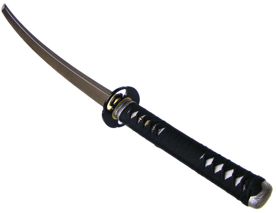 Hand Forged Katana- Damascus Folded Steel - genuine rayskin, black&silver -sharp not a toy!