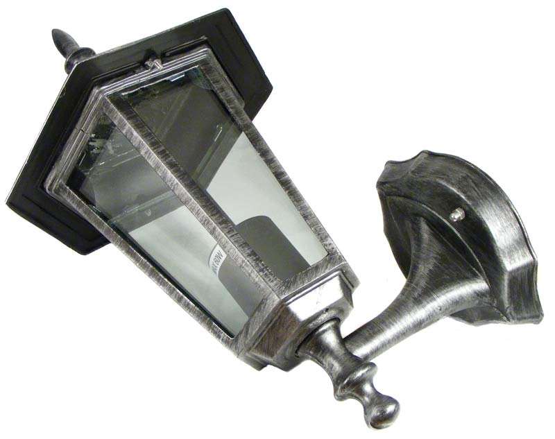 Cast Aluminium 6 Glass Panel Outdoor Wall Lantern - Antique Silver