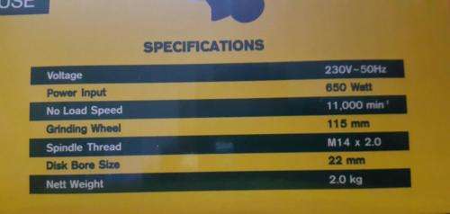 RYOBI Angle Grinder 650W - 11.5cm