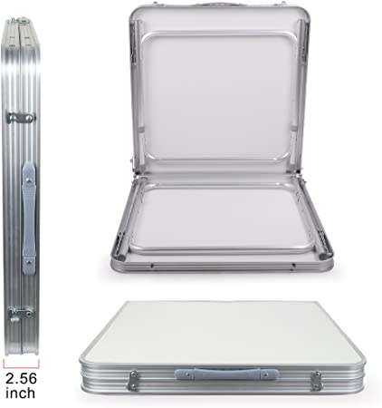 Portable Folding Camping Table, Height Adjustable Aluminum with Carry Handle