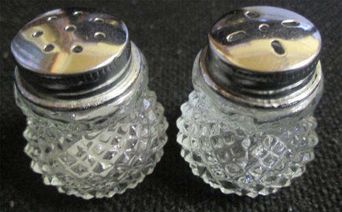 Lovely Pair of Small Glass Salt & Pepper Shakers with Screw On Lids