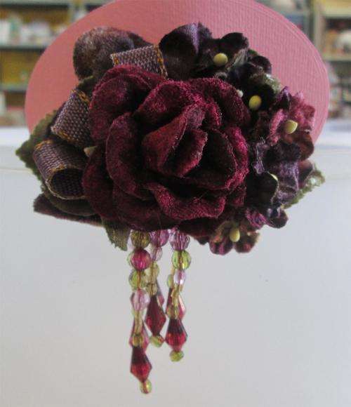 Handmade Vintage Velvet Rose Brooch Small - Burgundy